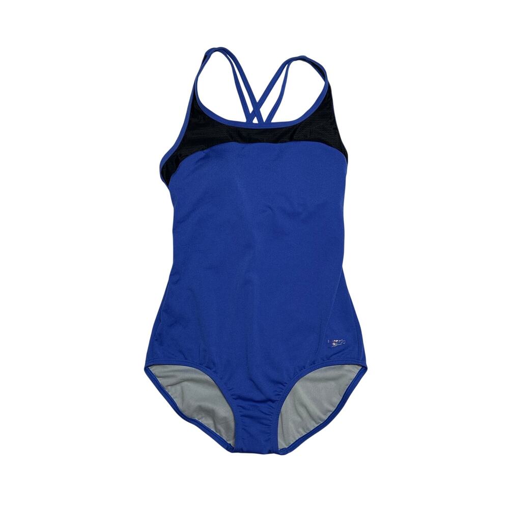 Speedo Women's Swimsuit One Piece Crossback Moderate Cut Dazzling Blue Sz 10